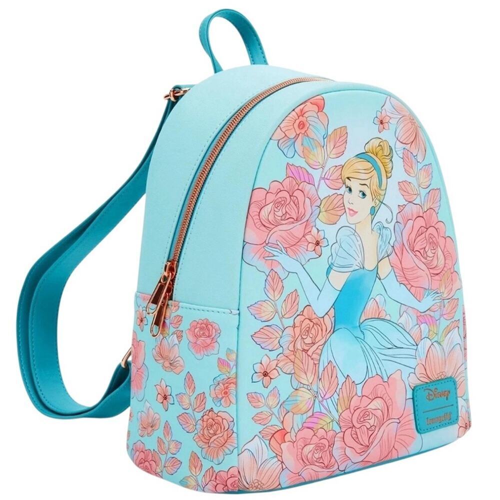 Disney Loungefly Cinderella Pink Floral Mini Backpack NWT - Picture 7 of 9
